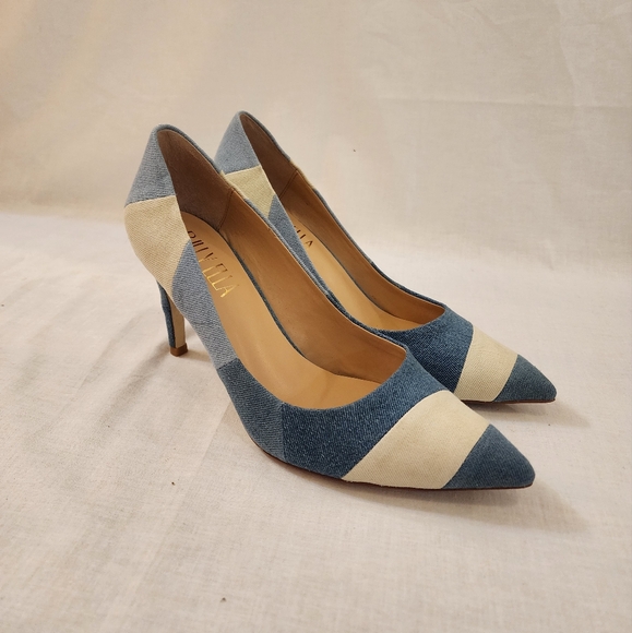 Billy Ella Patchwork Denim Heels size 8.5 - Picture 3 of 3